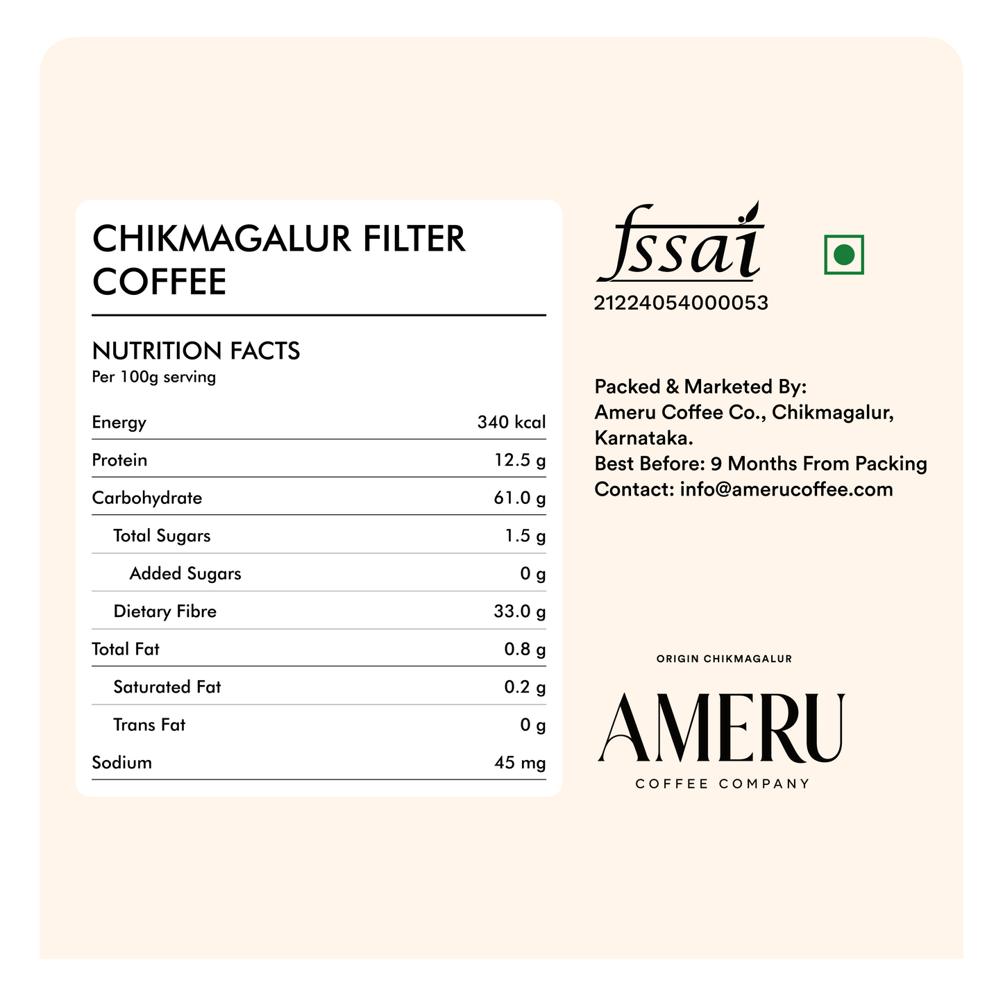 Chikmagalur Filter Coffee Powder – 80:20 Coffee & Chicory 250g