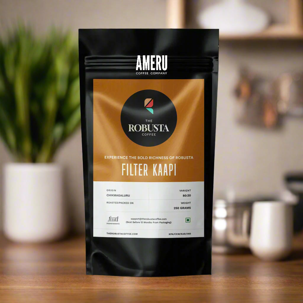 Ameru Coffee Company Robusta Filter Kaapi coffee package on a white background